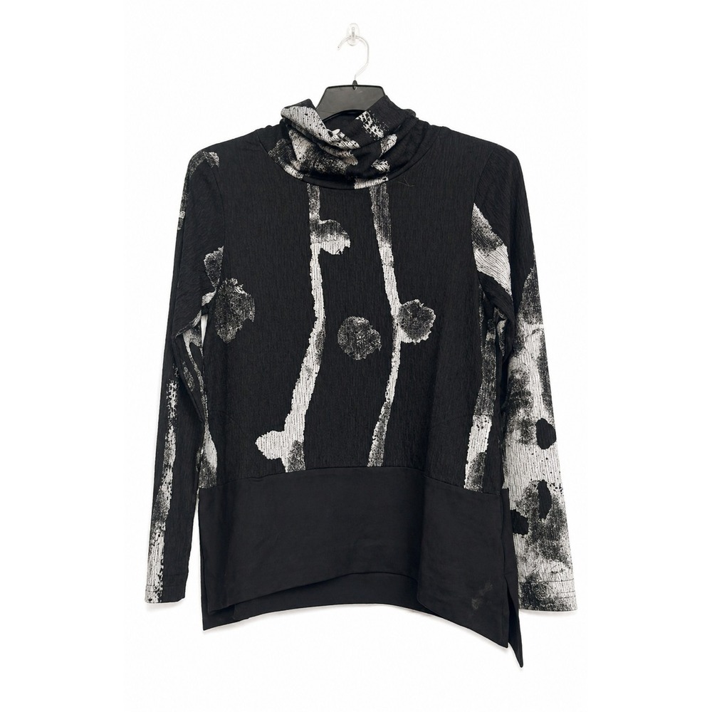 Women knit tunic‎ top by Terra long sleeve pullover black/grey new Size XS D50